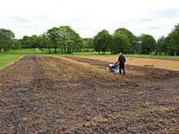 Rochdale Council Rangers rotavating a large section of the field in preparation for Wildflower sowing. Students from Redwood Secondary School will sow the wildflower seed.